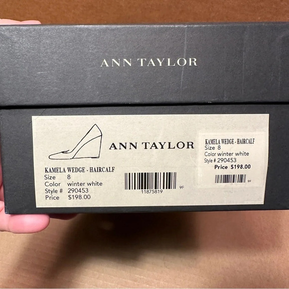 Ann Taylor Kamela Wedge Haircalf shoes in winter white, size 8. 3" heel. - Picture 12 of 14